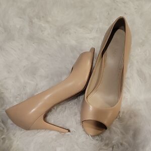 Cole Haan 8.5 Elegant Nude Peep-Toe Heels